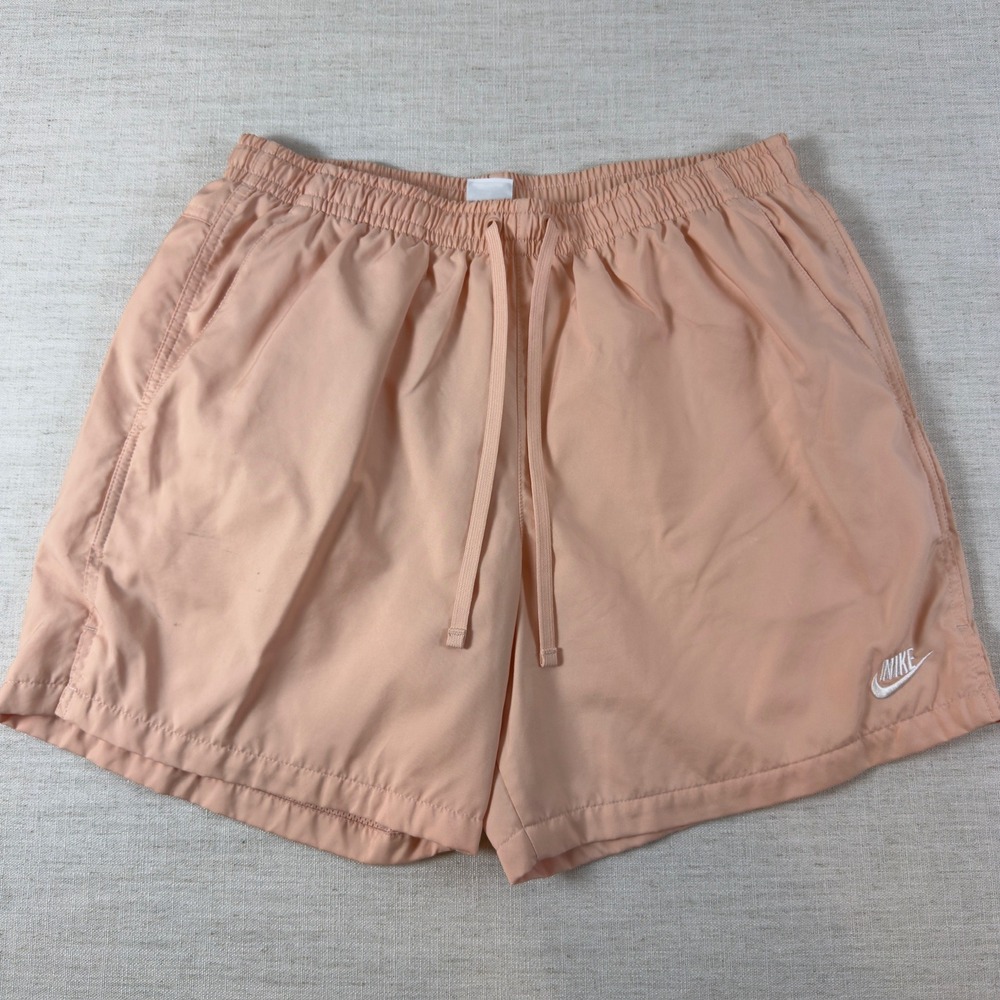 Nike Mens Woven Athletic Shorts Peach Pink Embroidered Swoosh Logo Size Large